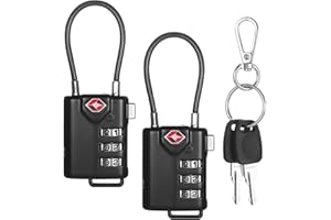 COGGUEPE 2 PCS TSA Locks for Luggage, Small Combination Lock,Luggage Locks TSA Approved, for Locker Lock, Travel Suitcase, Gun Case, Backpack Zipper, Ammo Can, with 2PCS Spare 007 Master Key