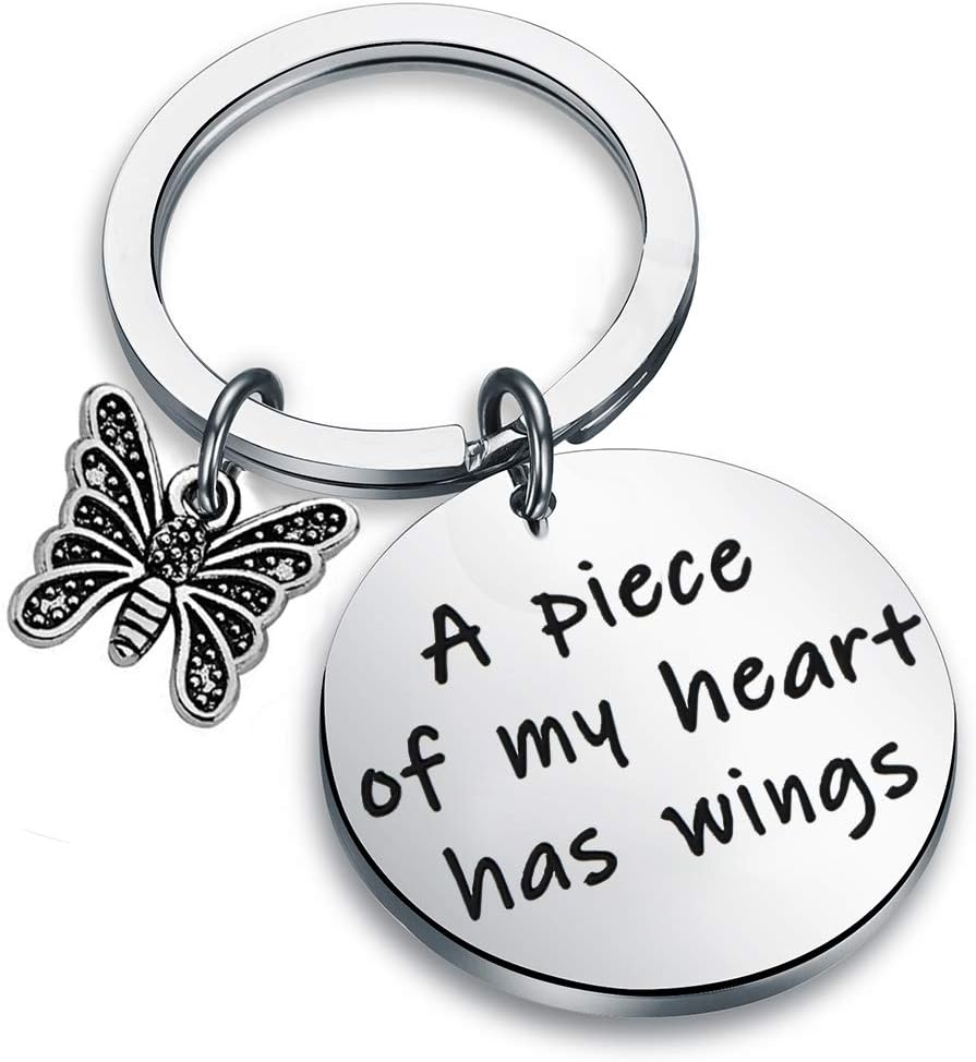 POTIY Sympathy Gift Butterfly Memorial Gifts Keychain A Piece of My Heart Keychain Remembrance Gift for Loss of a Loved One