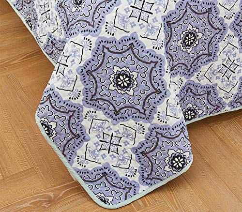 Hannah Linen 4 Piece Down Alternative Quilt Set with Shams and Decorative Pillow - Premium Quality - Hypoallergenic -Plush Microfiber Fill - Machine Washable - (King, Navy Blush Greyson) - Thumbnail 5