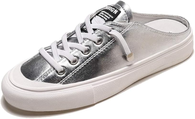 Amazon Lecmt ミュール スニーカー レディース 大きいサイズ フラット レースアップシューズ スニーカー サボ レディース かかとなし 歩きやすい 無地 防滑 シンプル 屈曲性 学生 オフィス 外履き 春 軽量 通気 日常着用 Lecmt レースアップ