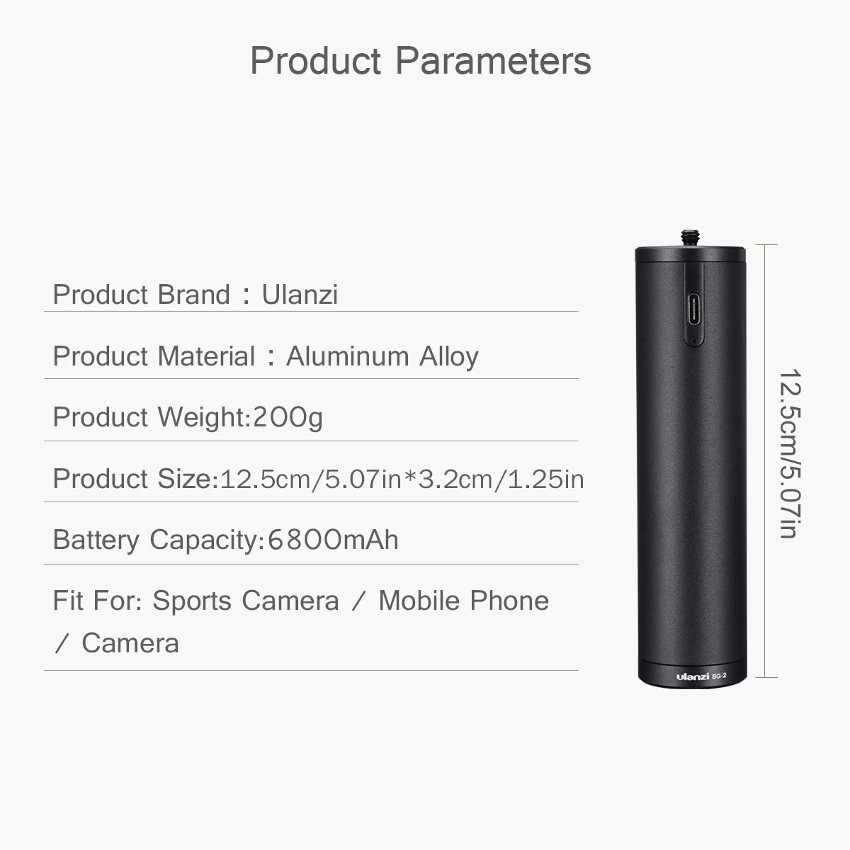 ULANZI BG-2 6800mAh Power Bank Hand Grip for Sony RX100 VII Canon G7X Mark III Compact Digital Cameras, GoPro 8 7 6 5 Action Cameras, DJI OSMO Pocket, and iPhone 11 Samsung Google OnePlus Smartphones: Electronics