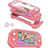 Protective Case for Nintendo Switch Lite, Switch Lite Case with Detachable Screen Protector Cover + Hand Grip Case Compatible with Nintendo Switch Lite 2019, Pink