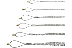 VGongTech Cable Pulling Grip Sock with 5mm Nut Flexible Eye Mesh Rope Cable Sock Kit Galvanizing Steel Antislip Pipe Cable Wire Pulling Grips Lassos 6 Set 4-25mm