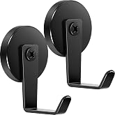 Neosmuk Magnetic Hooks Steel Tube Design for Cruise,1.42", Black, 2 Pack | Heavy Duty Magnet Wreath Hanger,L-shaped Hook with an Upturned Tip, Cruise Cabin Door Hook, Two Choice Hooks