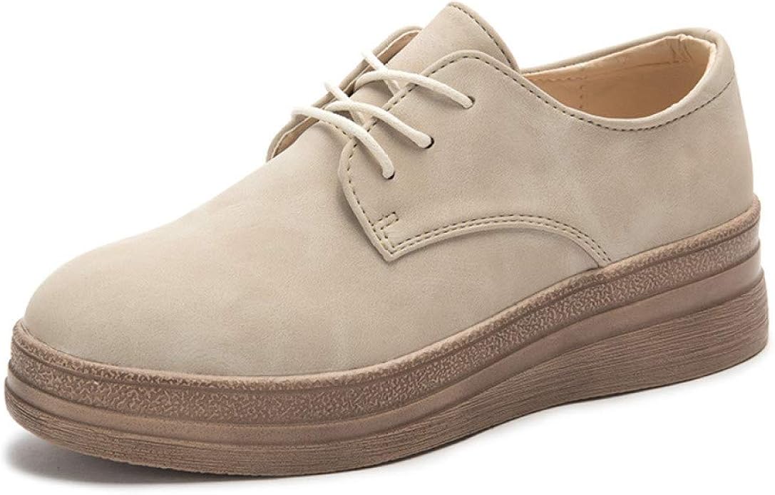 Women's Platform Slip On Oxfords LaceUp Faux Leather