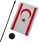 AZ FLAG Northern Cyprus Table Flag 5x8 in 21x14 cm with Pole & Base view 3