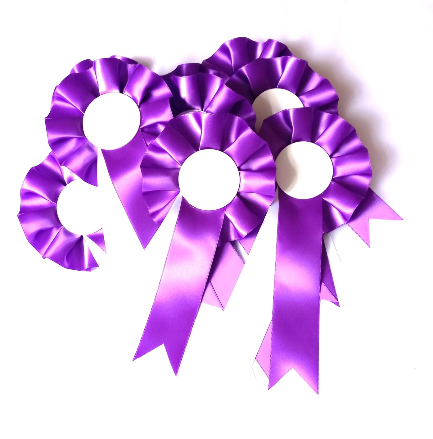 10 X 1 Tier Blank Rosettes In Satin Purple and White Rosette Pins School Prizes Sports Celebration Sport Prizes Competitions Funerals Birthdays Occasions School Awards Sporting Awards Pin