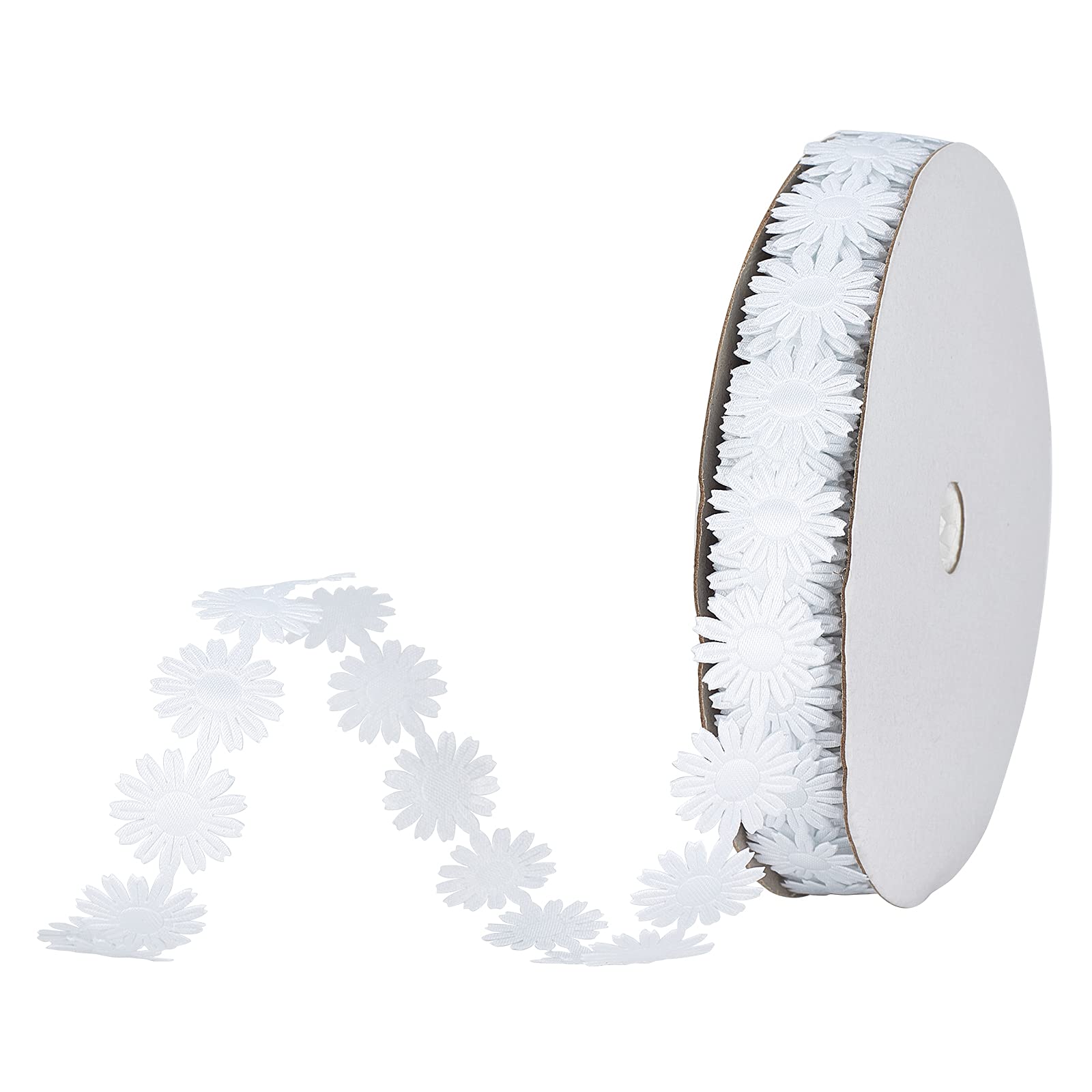 PH PandaHall 20 Yards Daisy Flower Lace Ribbon Embroidery Lace Trim Polyester Decorative Trimmings for Sewing Crafts Dress Hair Band Bridal Wedding Flowers Valentine Day Decorations, 17mm Wide