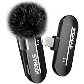 SYNCO Wireless Lavalier Microphone for iPhone, Mini Wireless Lapel Mic with Noise Cancellation, 492ft/150m Range, Real-Time Monitoring, Plug &amp; Play for TikTok, YouTube, Vlog, Streaming &amp; Interview