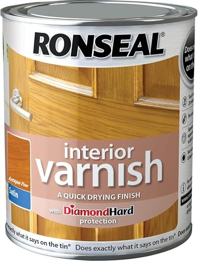 Ronseal Quick Dry Satin Interior Varnish 250ml Antique Pine Wood Protection