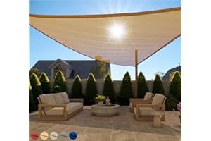 GORILLA GRIP Heavy Duty Sun Shade, UV Protection Fade Tear and Rust Resistant Rectangle Sunshade Canopy, Curved Edges Blocks Sunlight, Breathable Sail, Outdoor Patio, Lawn Garden, 16x16x16, Sand