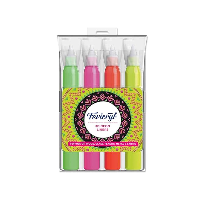 Fevicryl 3D Neon Liners (20 ml Each) Sets of Pink, Yellow, Green