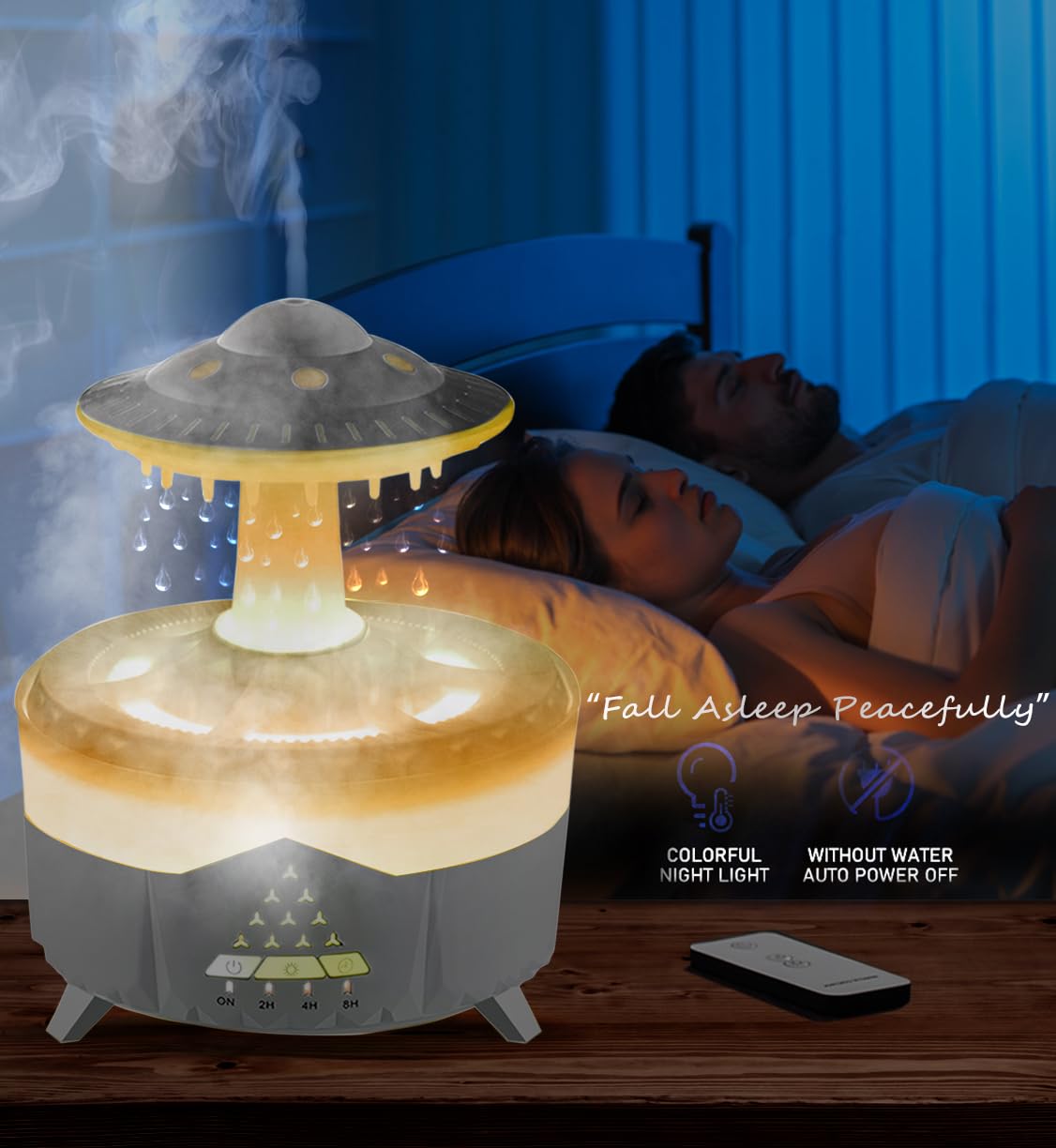 Essential Oils Diffusers Rain Humidifier for Large Room, 5 in 1 Ultrasonic Rain Drop Aroma Diffusers for Home, Colorful Mushroom Lamp Water Drip Rain Cloud Humidifier with Rain Sounds