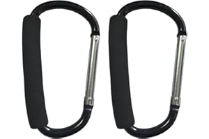 2 Pack Stroller Hooks,Universal Large Buggy Clips,Carabiner Stroller Hook Organizer for Hanging Purses, Diaper Bag, Shopping 