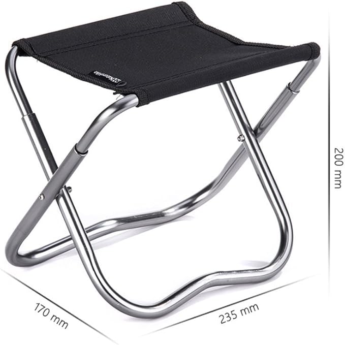 Sgabello pieghevole per sedia portatile, sgabelli da campeggio telescopici retrattili Sedile leggero e robusto regolabile pieghevole (nero