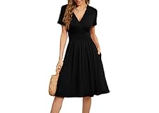 WEACZZY Women's Summer Short Sleeve Casual Dresses V-Neck Floral Party Dress with Pockets