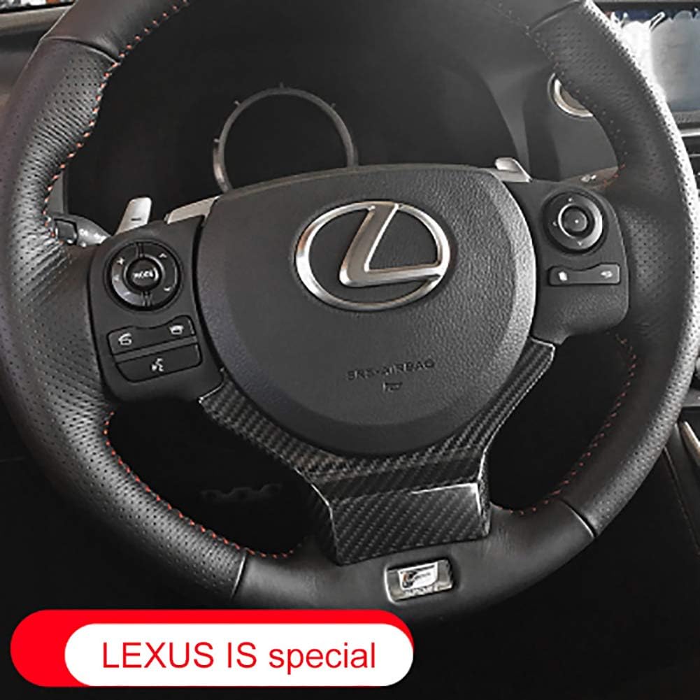 QHCP Carbon Fiber Car Steering Wheel Sticker Adornment Car-styling Interior Decoration Accessory For Lexus IS250 200T 300 RC RCF (BLACK)