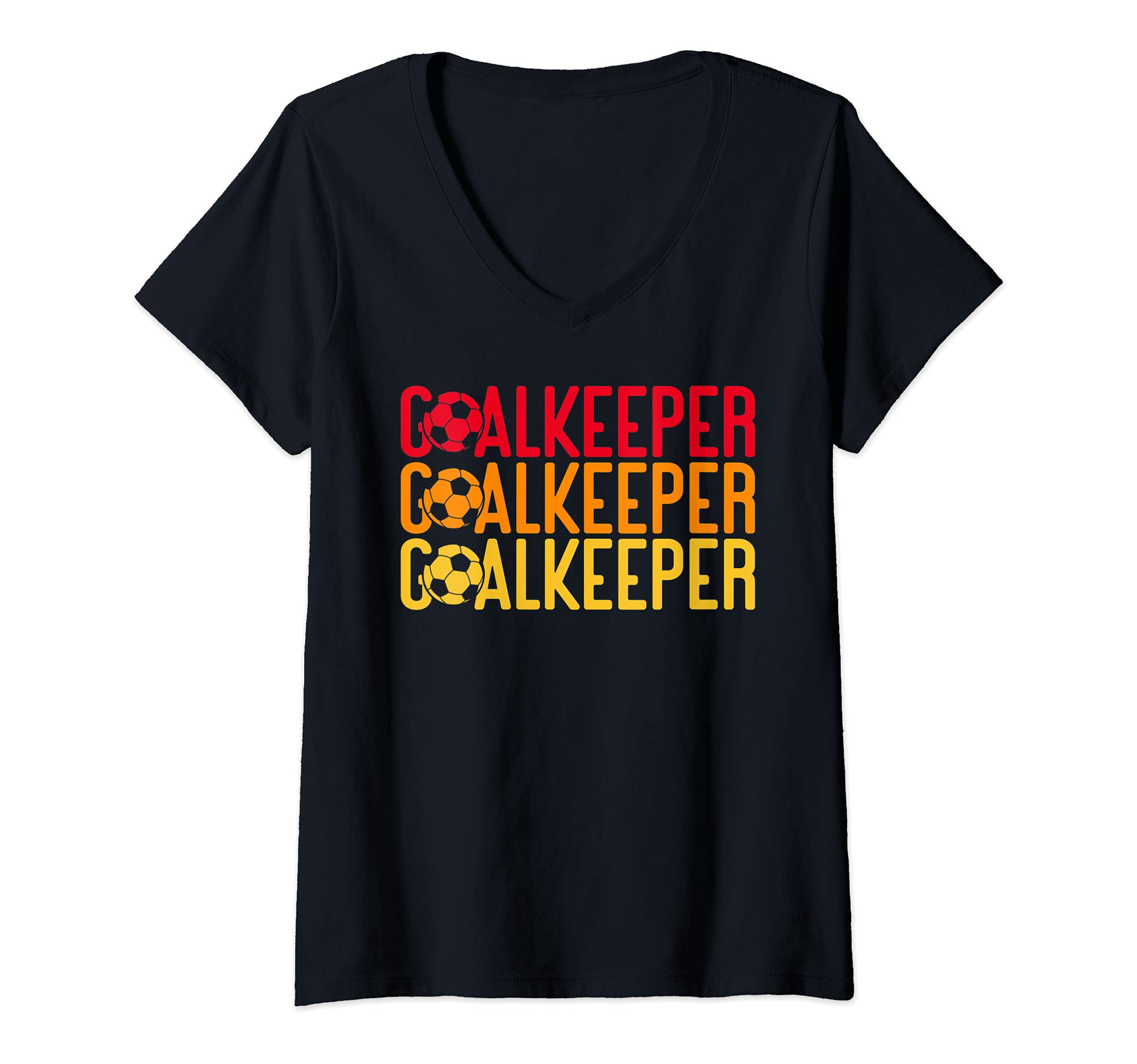 Womens Retro Soccer Lover Quote Goalkeeper Saying for Goalie V-Neck T-Shirt