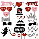 MZYARD Valentine’s Day Photo Booth Props Kit [27pcs] Valentines Day, Wedding Decorations