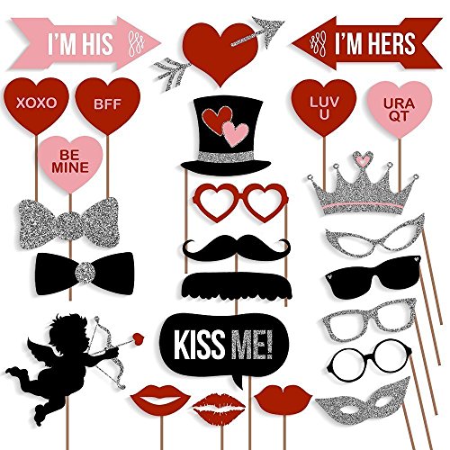 Valentine’s Day Photo Booth Props Kit [27pcs] Valentines day, Wedding Decorations