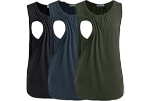 Smallshow Women's Maternity Nursing Tank Tops Sleeveless Breastfeeding Clothes 3-Pack