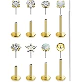 Xnsjeyy 20G 18G 16G Threadless Flat Back Earrings Nose Studs 316L Surgical Steel Tragus Forward Helix Conch Cartilage Lobe Earrings Stud Medusa Labret Monroe Lip Ring Piercing Jewelry For Women Men