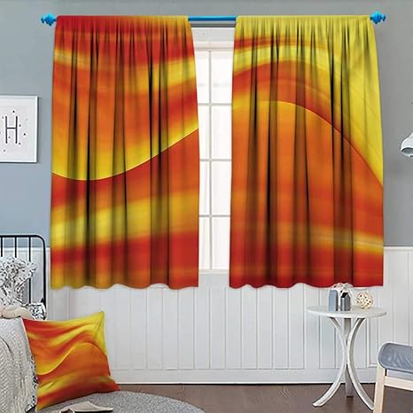 Amazon Com Anhounine Orange Blackout Curtain Digital Waves With