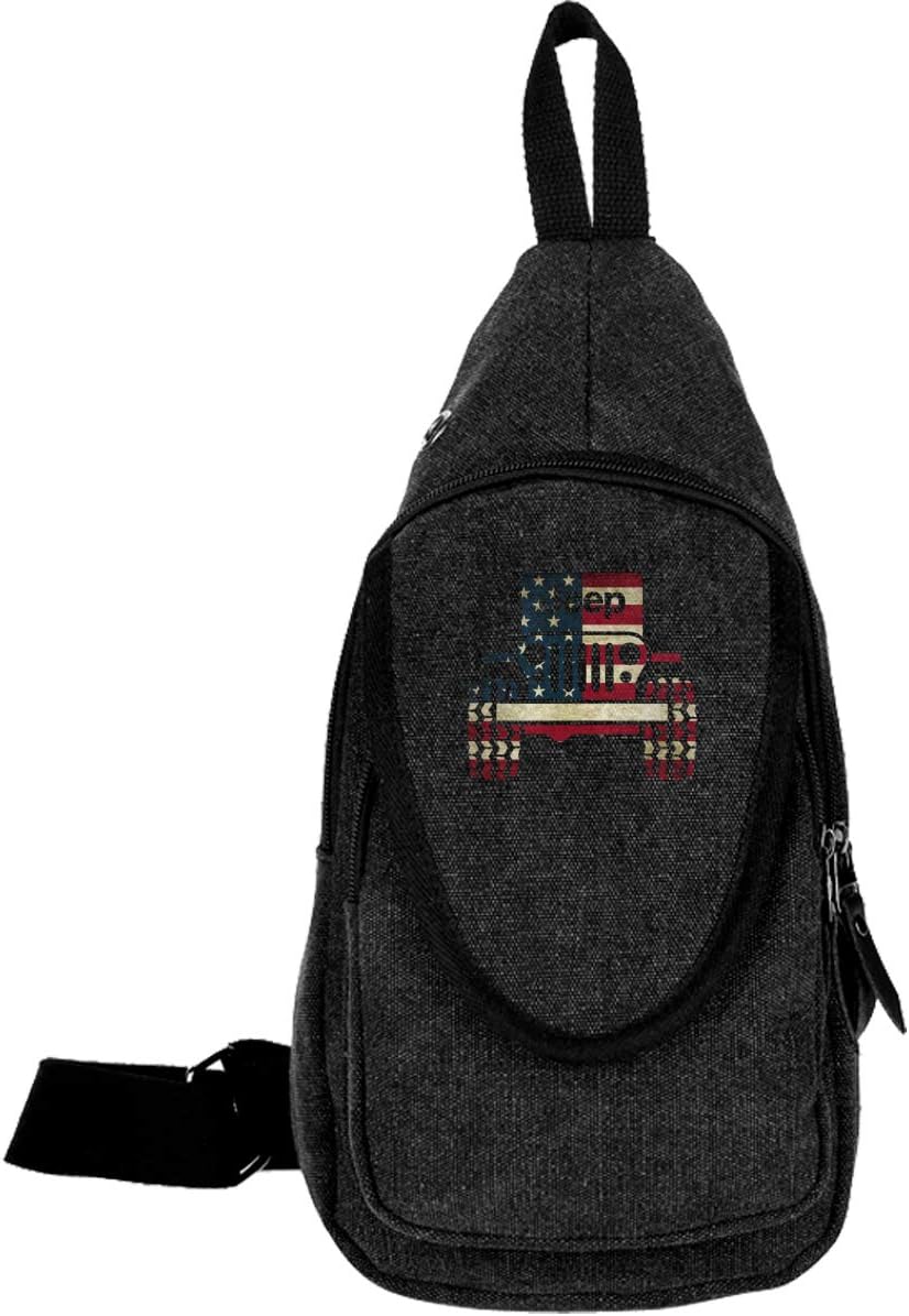 American Flag Chest Crossbody Sling Bag Shoulder Backpack Travel Daypack