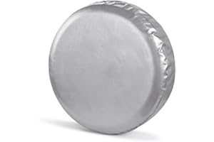 Jayke Joy Spare Tire Cover, Silver Wheel Cover PVC Leather Waterproof Dust-Proof Universal Fit for Jeep Trailer RV SUV Camper Vehicle (16 Inch)