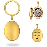 PHOCKSIN Personalized Locket Keychain for Women Customized Photo Texts Lockets Key Chain Customizable Birthday Gifts