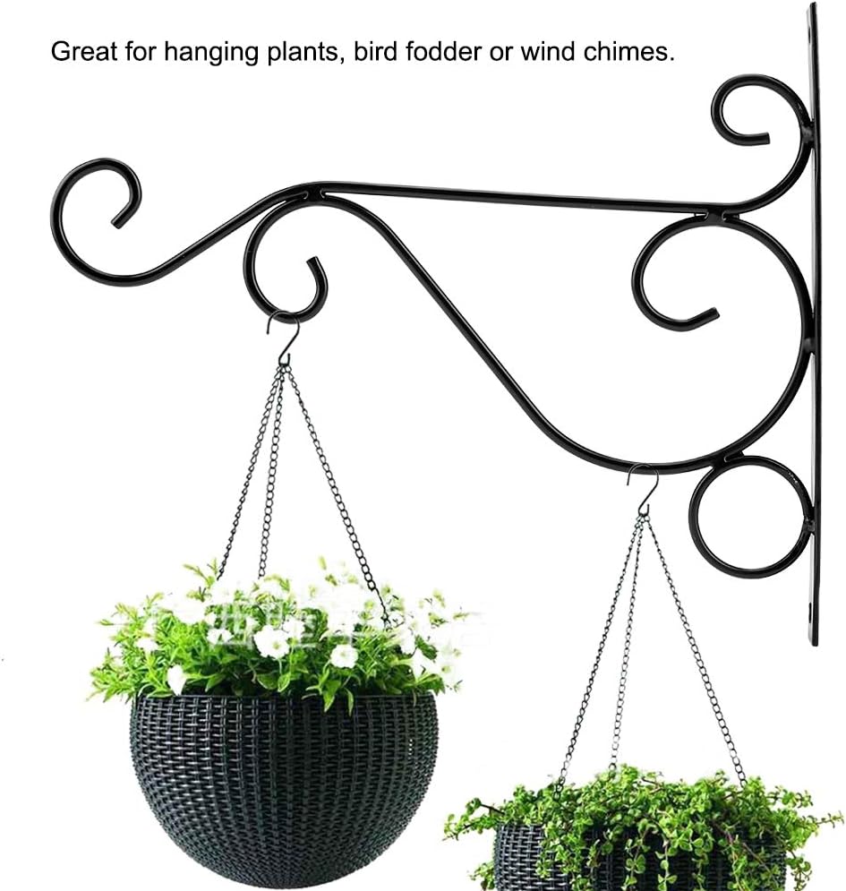 Broco Wall Hanging Basket Bracket Plant Hook for Garden Basket Lantern Lawn Light Flower Pots 30 * 21cm(Black) - Image 3