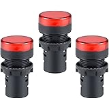 uxcell 3Pcs Red Indicator Light AC/DC 110V, 22mm Panel Mount, for Electrical Control Panel, HVAC, DIY Projects