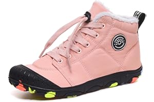 YUKTOPA Barefoot Shoes Kids Boys Girls Trail Running Shoes Minimalist Zero Drop Sole Cotton Boots Fur Lined Hiking Walking Shoes (Little Kid/Big Kid)