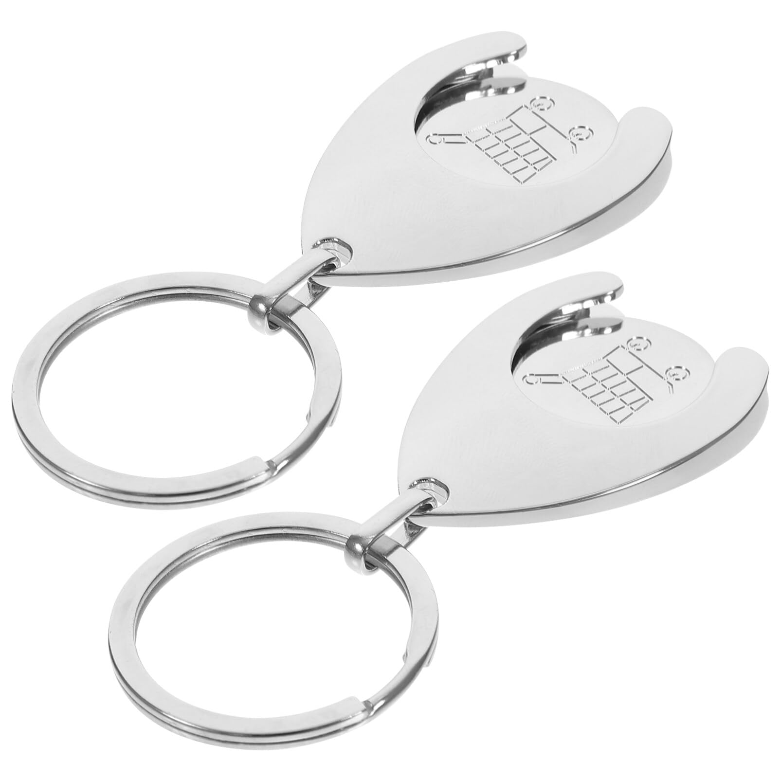 COHEALI Supermarket Trolley Coin Keyring 2 Pack Metal Shopping Cart Token Holder Detachable Key Chain for Uk Trolly Use