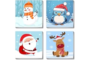 Canrichshop 4 Pack Framed Paint by Numbers Kit for Kids,Christmas Painting Kits for Kids Ages 4-8,Easy Paint by Number Kid Paint for Beginner,DIY Acrylic Oil Painting Kit for Wall Decor(8X8inch)