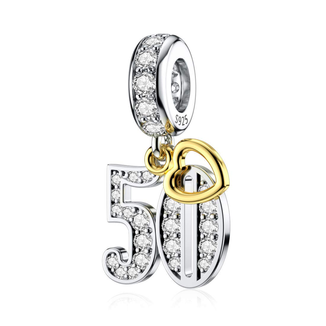 Silver 50th Birthday Charms for Pandora Charm 50 Sterling Silver Charms