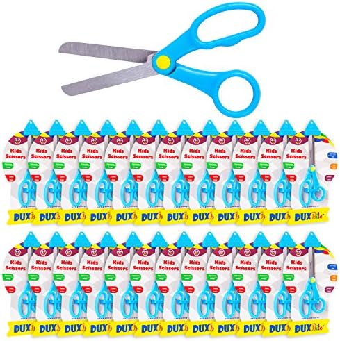 DUXBITE Kids School Safety 5.5 Inch Scissors | Bulk Pack of 24- Blunt Tip and Safe Blade Angle – Large Finger Loops for Comfort &amp; Control – Perfect for Crafts, Cutting Paper &amp; Classroom Use – Ages 4 +