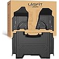 LASFIT Floor Mats for Ram 1500 Crew Cab 2019-2024 Without Rear Under-Seat Factory Storage 4 Full Size Doors Bucket Seat (NOT for Classic Model), All Weather TPE Custom Fit 1st & 2nd Row, Black
