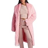 Flygo Womens Long Faux Fur Coats Winter Fluffy Open Front Luxury Overcoat Shaggy Lapel Long Sleeve Fuzzy Warm Cardigan Jacket