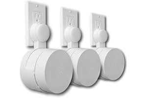 MOUNT GENIE Google WiFi Outlet Holder Mount: [New 2020 – Present Version – Round Plug] The Simplest Wall Mount Holder Stand Bracket for Google WiFi Routers and Beacons - No Messy Screws! (3-Pack)