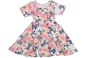 Posh Peanut Little Girls Dresses - Ruffled Toddler Twirl Dress & Summer Clothes for Girls Made with Viscose from Bamboo