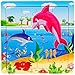 Bearstar Wooden Jigsaw Puzzle with Storage Tray for 2 to 4 Years Old Kids, Set of 3 (16-Pieces Ocean Animals)