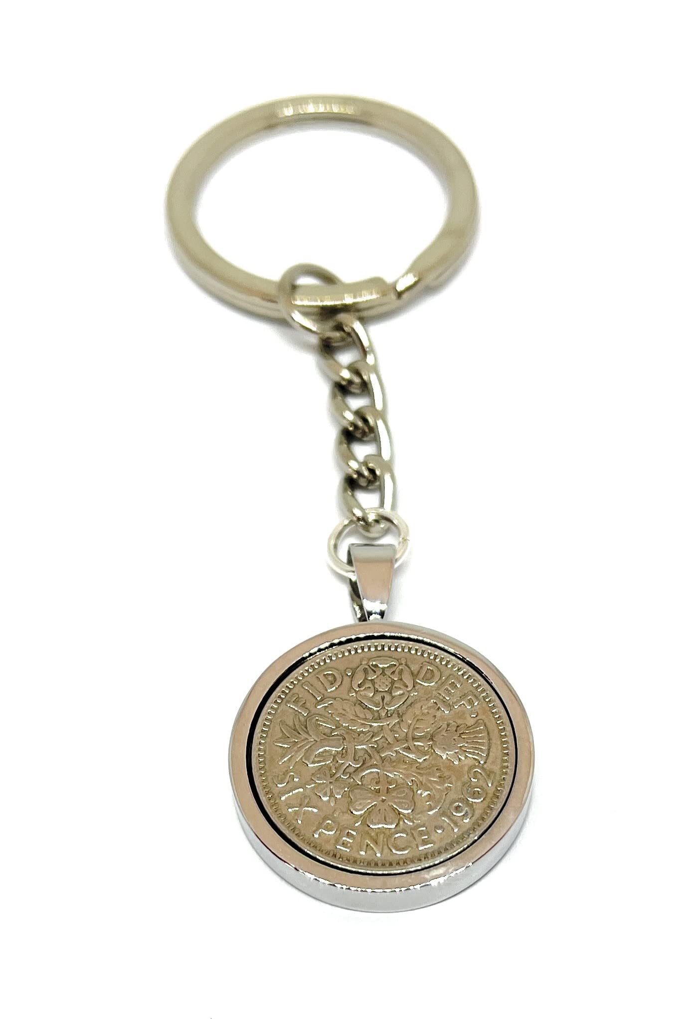 1962 64th Birthday Keyring-British Sixpence Keyring- Mum, Dad, Brother, Sister- 64th Birthday-Coin Keyring, Sixpence Coin, 64th Anniversary SLV