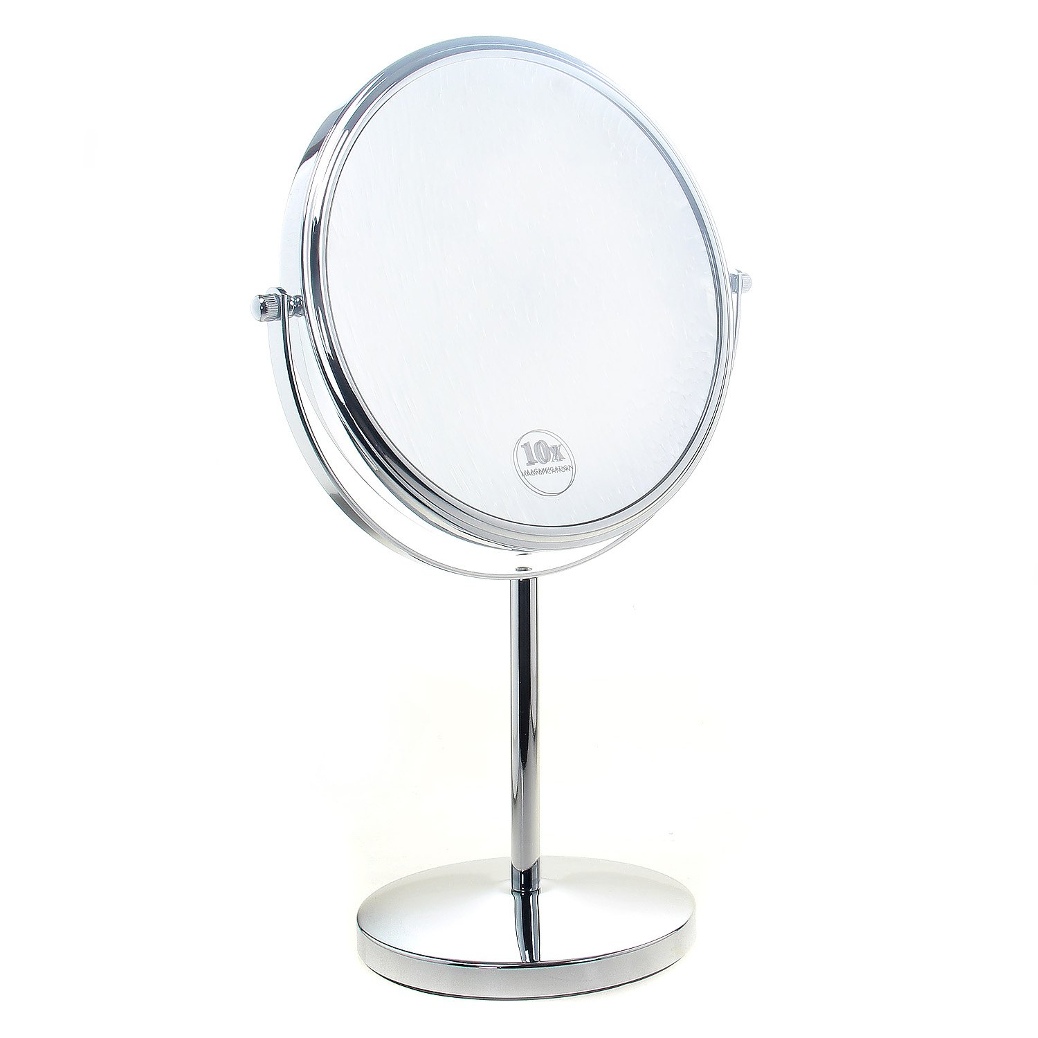 TUKA 5X Magnifying Bathroom Makeup Mirror, 8" Double Cosmetic Mirror with Pedestal, Diameter 20 cm Table Mirror for Makeup and Shaving, 2 Facades Vanity Mirror, Chrome, TKD3108-5x