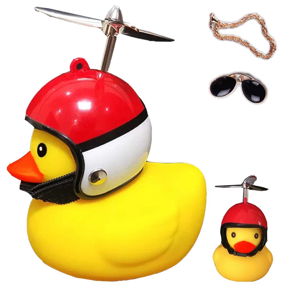 ACEDOAMARE Duck Bike Bell, Cute Rubber Yellow Duck Bicycle Accessories with LED Light Propeller Helmet Squeeze Horns for Cycling Motorcycle Car Handlebar Bicycle (Ball)
