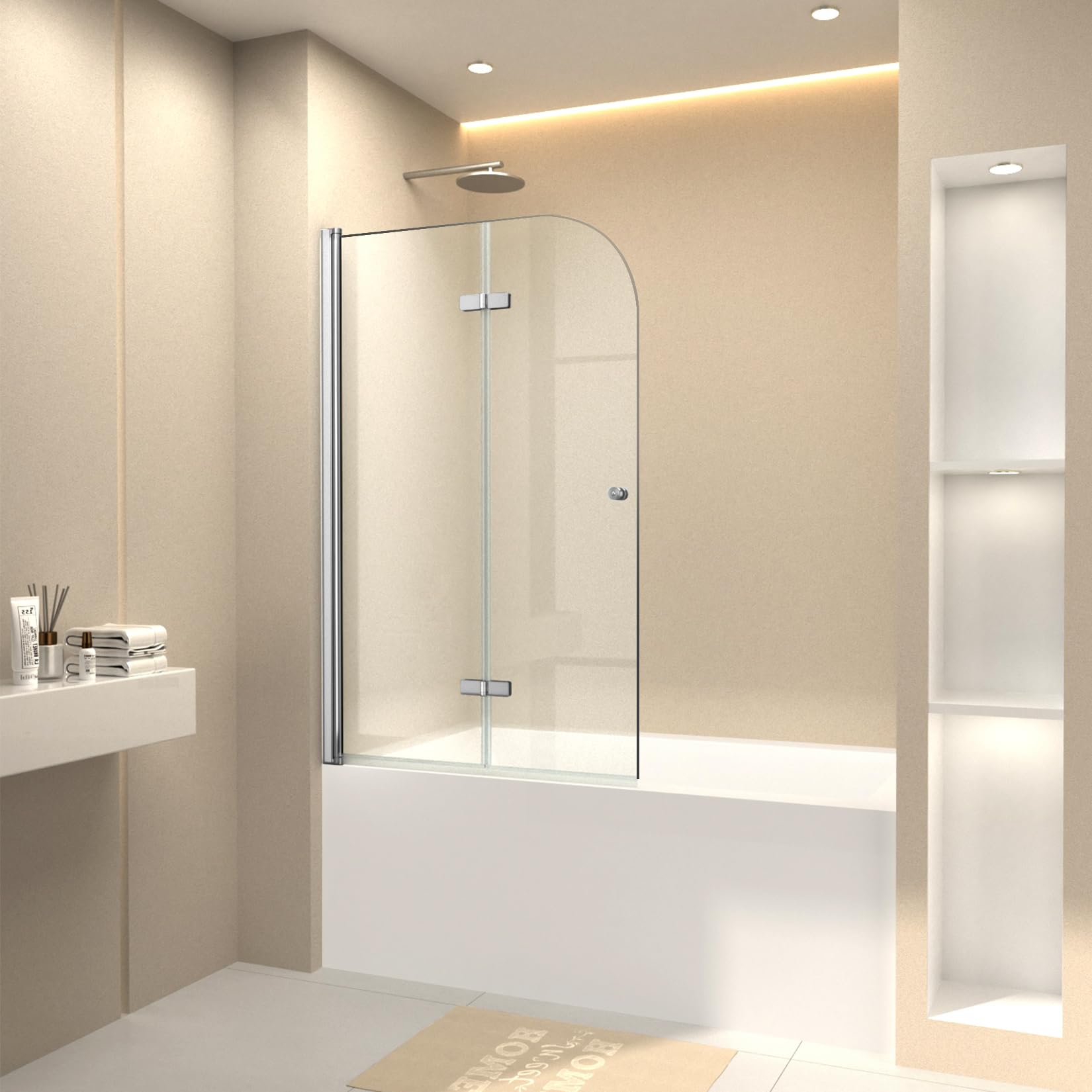 Photo 1 of ***FACTORY SEALED*** CKB Pivot Bathtub Shower Door, 35“ W × 55” H, 1/4" SGCC Tempered Glass with Easy Clean, Reversible, 180 Degree Rotation and Bifold, Chrome