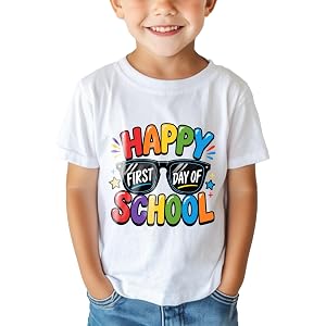 ArtJaroz Happy First Day of School Shirt for Kids, Back-to-School Tee, 2-8Y | Soft cotton 1st day of school shirt for boys &