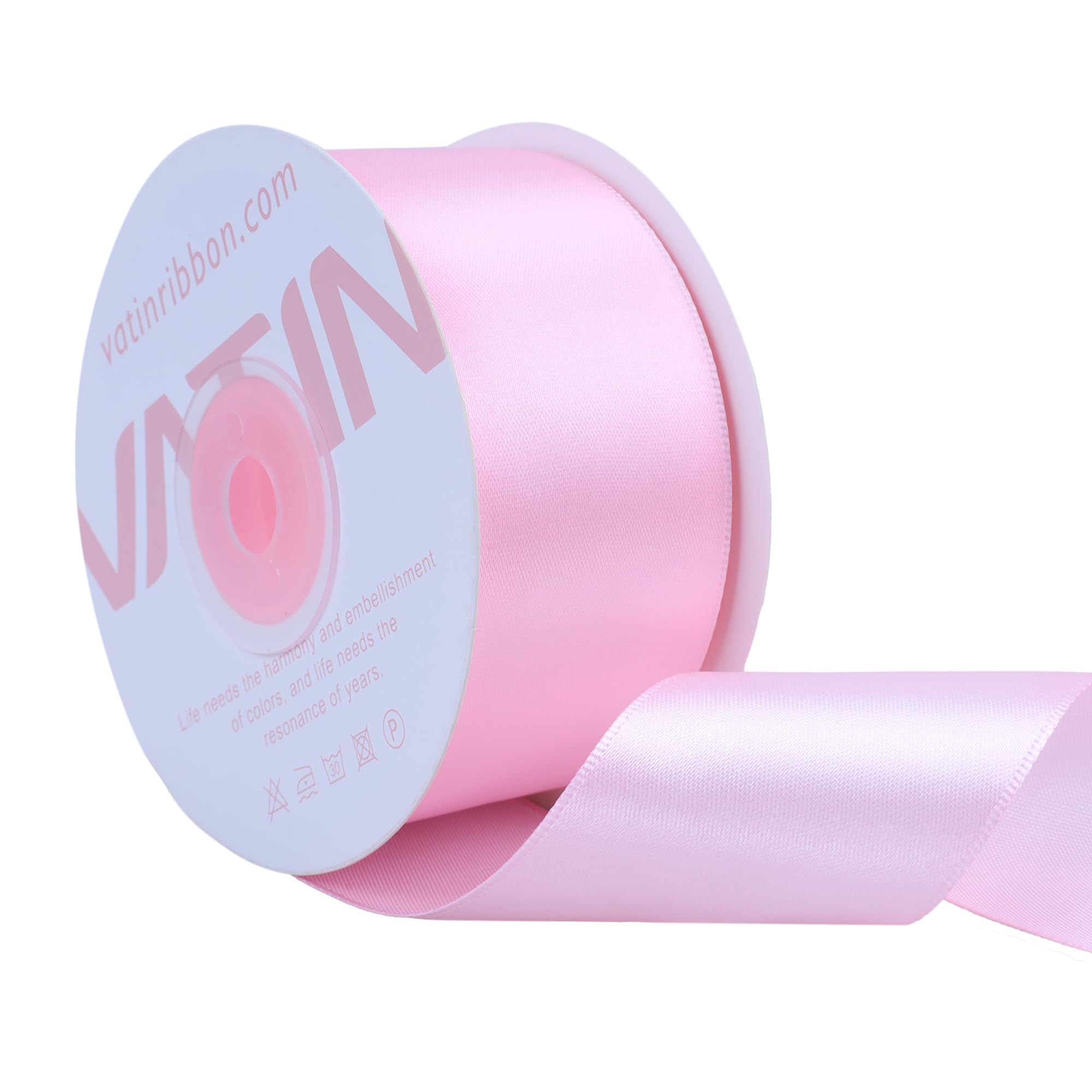 VATIN Pink Satin Ribbon Polyester 40mm X 23m(25 Yards) Craft Fabric Ribbon Perfect for Gift Wrapping,Hair Bow,Party Balloon Trimming, Cake Decoration Sewing and Other Craft Projects