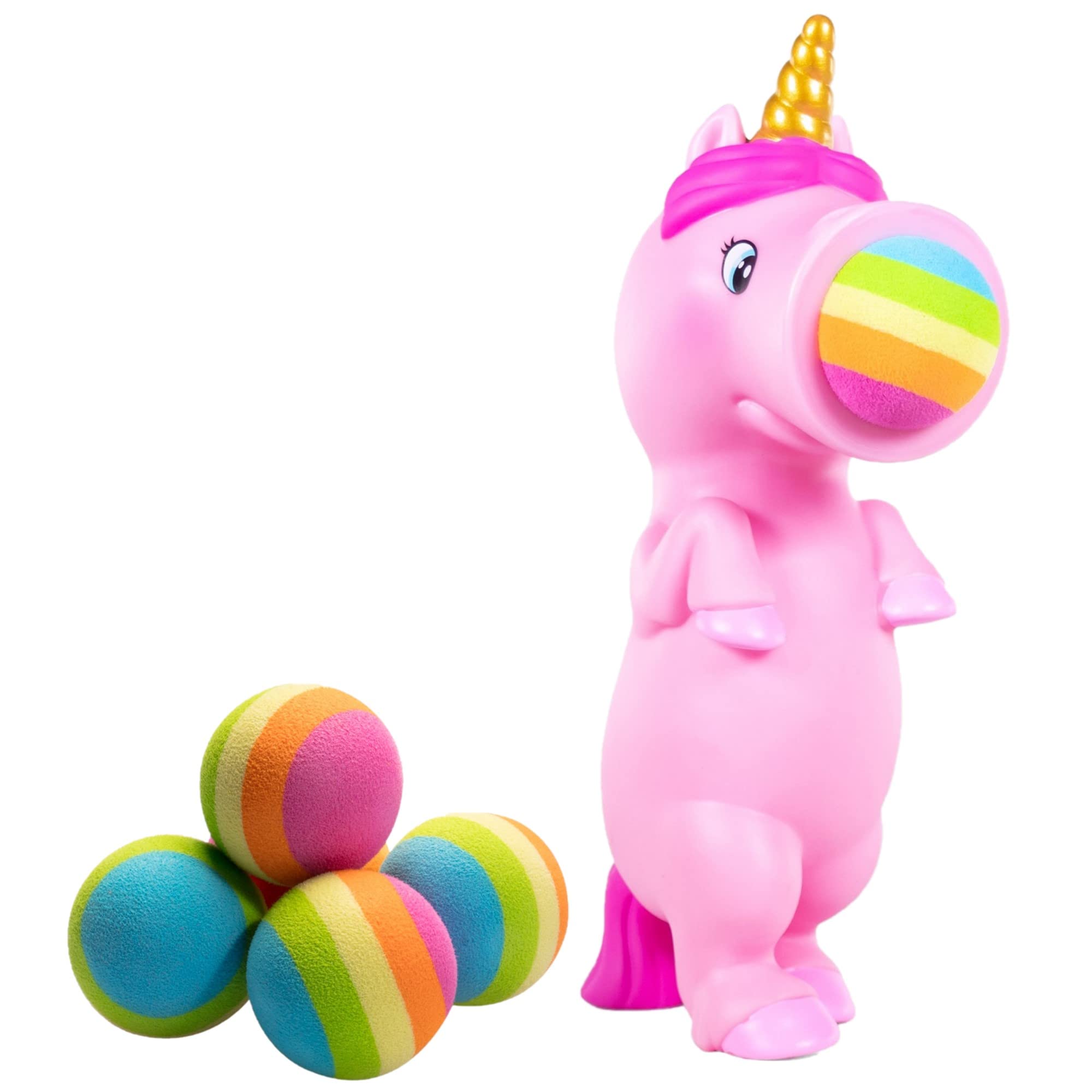 Hog Wild Pink Unicorn Popper Toy - Pop Foam Balls