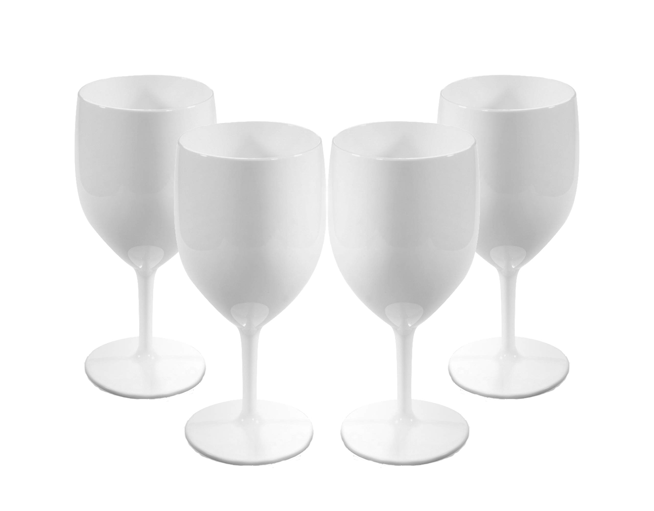 Unbreakable Reusable Polycarbonate Plastic Large White Wine Glasses Set (310ml/11oz to Rim Height 18.8cm, Max Diameter 8.1cm) Realistic Alternative to Glass (4)